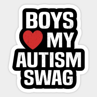 Boys Heart My Autism Swag Funny Boys Love My Autism Swag Sticker